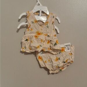 Old Navy Floral Cream and Orange Diaper Cover Set